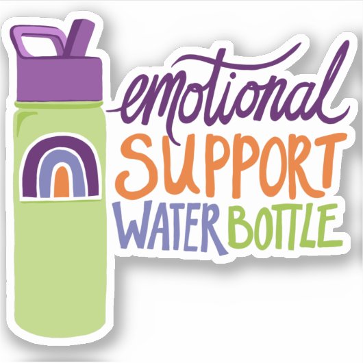 Emotionele ondersteuning Water Fles Vinyl Sticker (Voorkant)