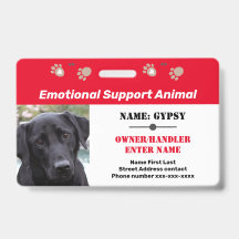 Emotionele Ondersteuningsdier ID Eén Foto Optie