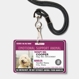 Emotionele Ondersteuningsdier ID Therapie Foto Op Badge