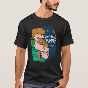 Emotionele steun een jongen knuffelen een kat dier t-shirt