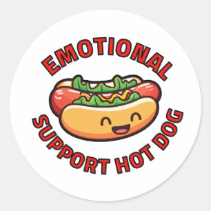 Emotionele Steun Hotdog Grappige Foodie Ronde Sticker