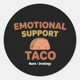 Emotionele Steun Taco Grappige Retro Kawaii Troost Ronde Sticker