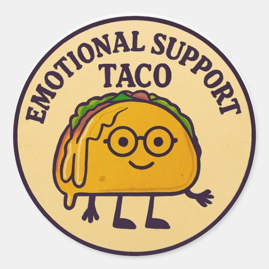 Emotionele Steun Taco Ronde Sticker (Voorkant)