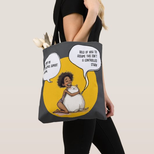 Emotionele steunkat grappig tote bag (Dichtbij)