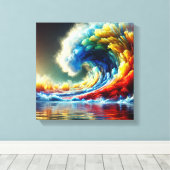 Emotionele vortex: filmische golf van kleuren canvas afdruk (Insitu (Houten vloer))