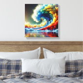 Emotionele vortex: filmische golf van kleuren canvas afdruk (Insitu (Slaapkamer))