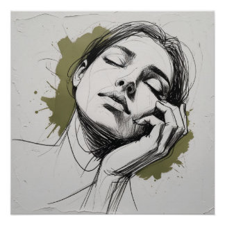 Emotionele vrouwportretposter – Hand op gezicht me Perfect Poster