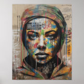 Emotionless Women's Face Graffiti Art Poster (Voorkant)