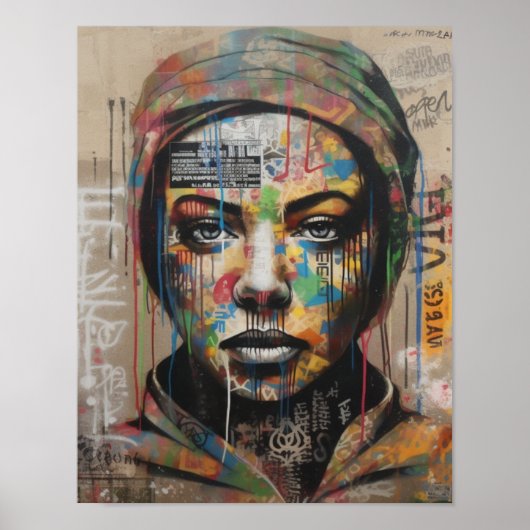 Emotionless Women's Face Graffiti Art Poster (Voorkant)