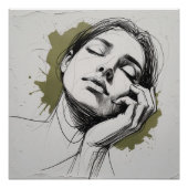 Emotive Female Portrait Poster – Hand on Face with (Voorkant)