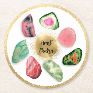 *~* Emoto Water Heart Chakra AP64 Papier Onderzett Ronde Kartonnen Onderzetter