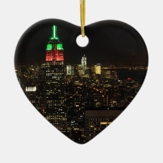 Emp St Building Kerstmis kleuren 's nachts 01 Keramisch Ornament (Voorkant)