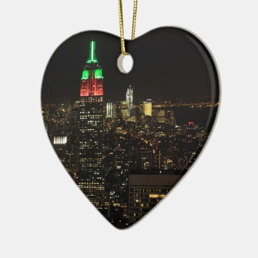 Emp St Building Kerstmis kleuren 's nachts 01 Keramisch Ornament (Links)