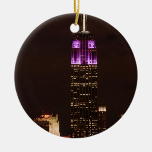 Emp St Gebouw in Paarse & Wit 01 Keramisch Ornament