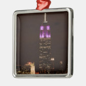 Emp St Gebouw in Paarse & Wit 01 Metalen Ornament (Links)