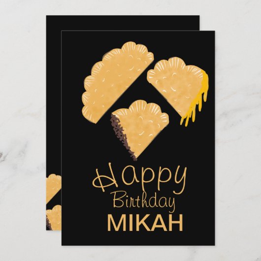 Empanada Hand Drawn Birthday Kaart (Voorkant / Achterkant)