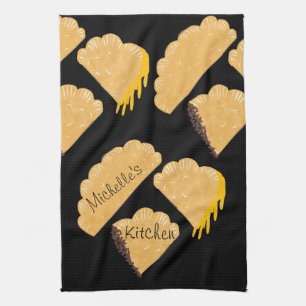 Empanada Vlees Kaas Druppelend Handgetekend Theedoek