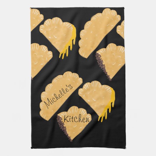 Empanada Vlees Kaas Druppelend Handgetekend   Theedoek (Verticaal)
