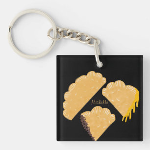Empanada Vlees Kaas Druppelende Handgetekend   Sleutelhanger