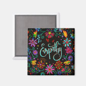 Empathie Floral Trendy ONE WORD Inspirativiteit Magneet (Voorkant / Achterkant)