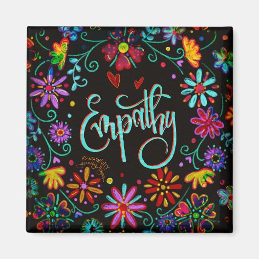 Empathie Floral Trendy ONE WORD Inspirativiteit Magneet (Voorkant)