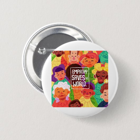 Empathie redt de wereld ronde button 5,7 cm (Voorkant /achterkant)