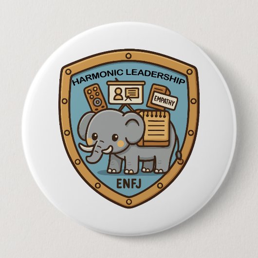 Empathy Elephant – Harmonic Leadership Ronde Button 4,0 Cm (Voorkant)