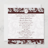Emperator Chocolate Brown Damask Wedding Invite Kaart (Voorkant)