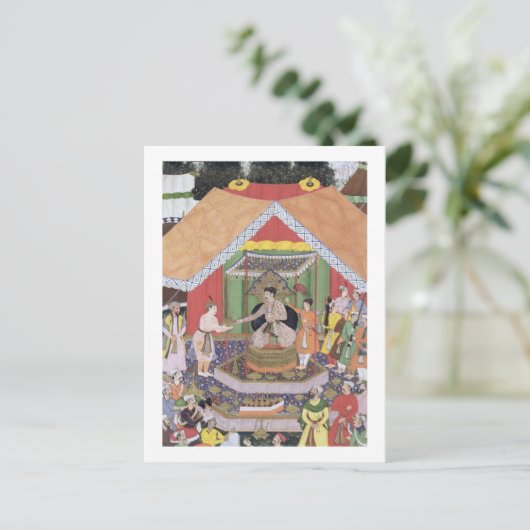 Emperor Akbar (r.1556-1605), vermaakt met zijn vos Briefkaart (Staand voorkant)