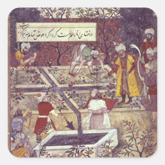 Emperor Babur en zijn architect plan Vierkante Sticker (Voorkant)