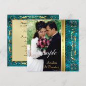 Emperor Blauwgroen Glas in lood Fotouitnodiging Kaart (Voorkant / Achterkant)