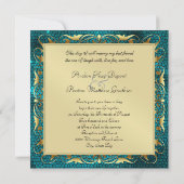 Emperor Blauwgroen Glas in lood Fotouitnodiging Kaart (Achterkant)