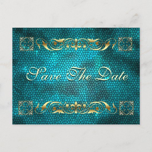 Emperor Blauwgroen Save the Date Briefkaart (Voorkant)