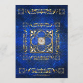 Emperor Blue Scroll Glas in lood Wedding Menu (Achterkant)