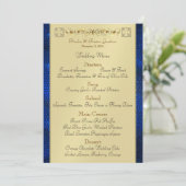 Emperor Blue Scroll Glas in lood Wedding Menu (Staand voorkant)