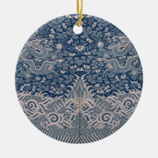 Emperor Dragon Design Detail 19e eeuw China Keramisch Ornament (Voorkant)