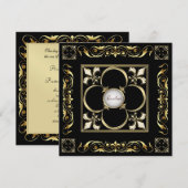 Emperor Fleur De Lis Black Regency Invitation Kaart (Voorkant / Achterkant)