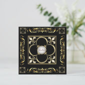 Emperor Fleur De Lis Black Regency Invitation Kaart (Staand voorkant)