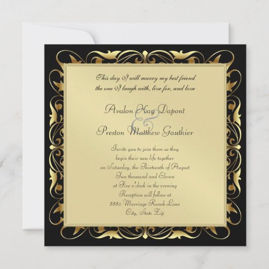 Emperor Fleur De Lis Black Regency Invitation Kaart (Achterkant)