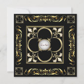 Emperor Fleur De Lis Black Regency Invitation Kaart (Voorkant)