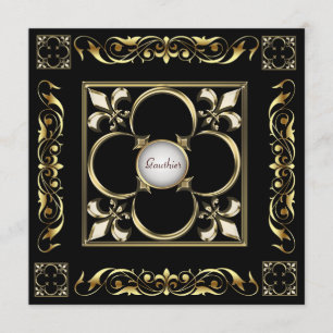 Emperor Fleur De Lis Black Regency Invitation Kaart