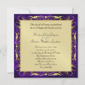 Emperor Fleur De Lis Paarse Regency Invitation Kaart (Achterkant)