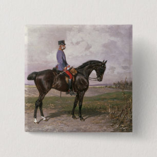Emperor Franz Joseph I op zijn Oostenrijkse paard Vierkante Button 5,1 Cm