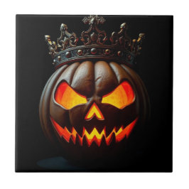 Emperor Jack-O-Lantern Halloween Ceramic Tile Tegeltje