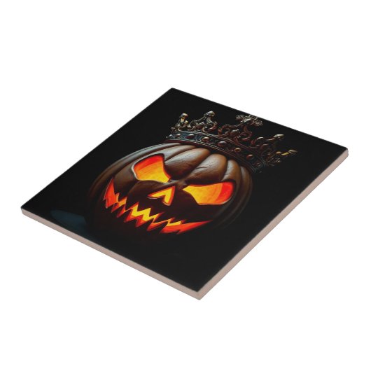 Emperor Jack-O-Lantern Halloween Ceramic Tile Tegeltje (Zijkant)