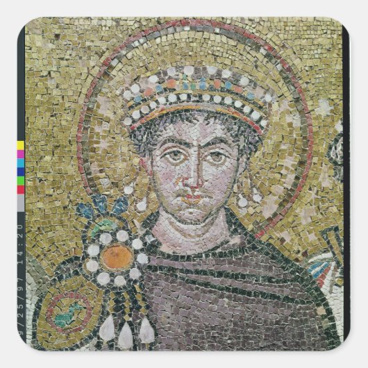Emperor Justinius I c.547 AD Vierkante Sticker (Voorkant)