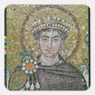 Emperor Justinius I c.547 AD Vierkante Sticker