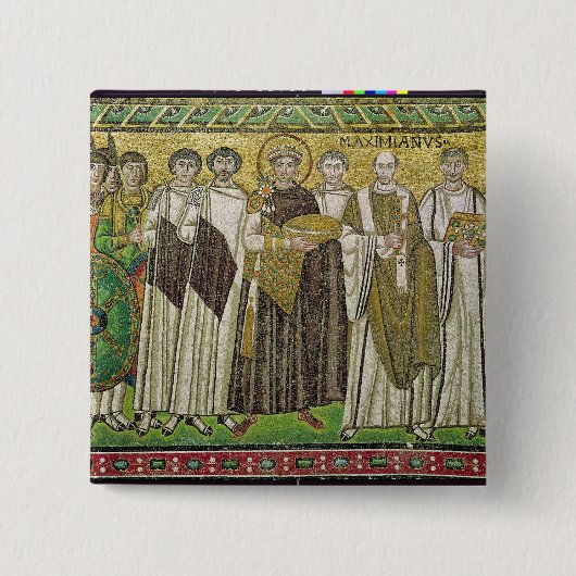 Emperor Justinius I Vierkante Button 5,1 Cm (Voorkant)