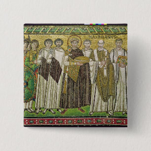 Emperor Justinius I Vierkante Button 5,1 Cm
