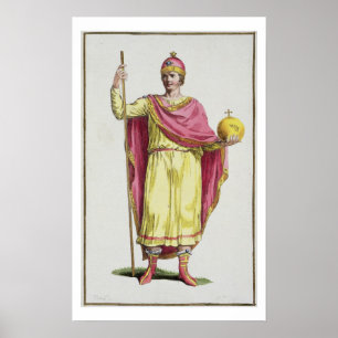 Emperor Otto III (980-1002), gegraveerd door Pierr Poster
